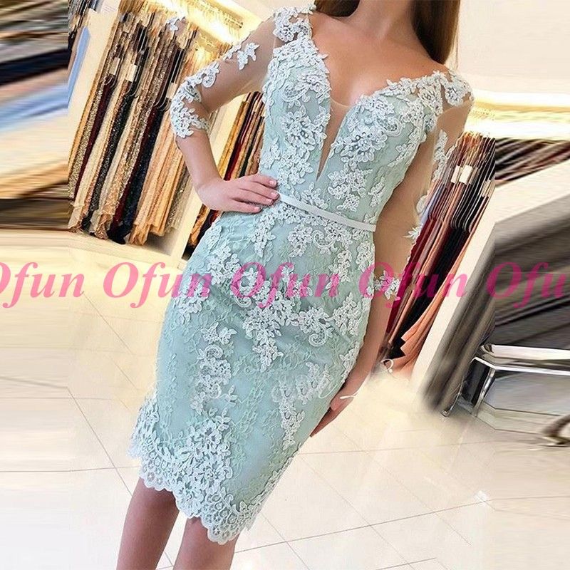 green lace cocktail dress