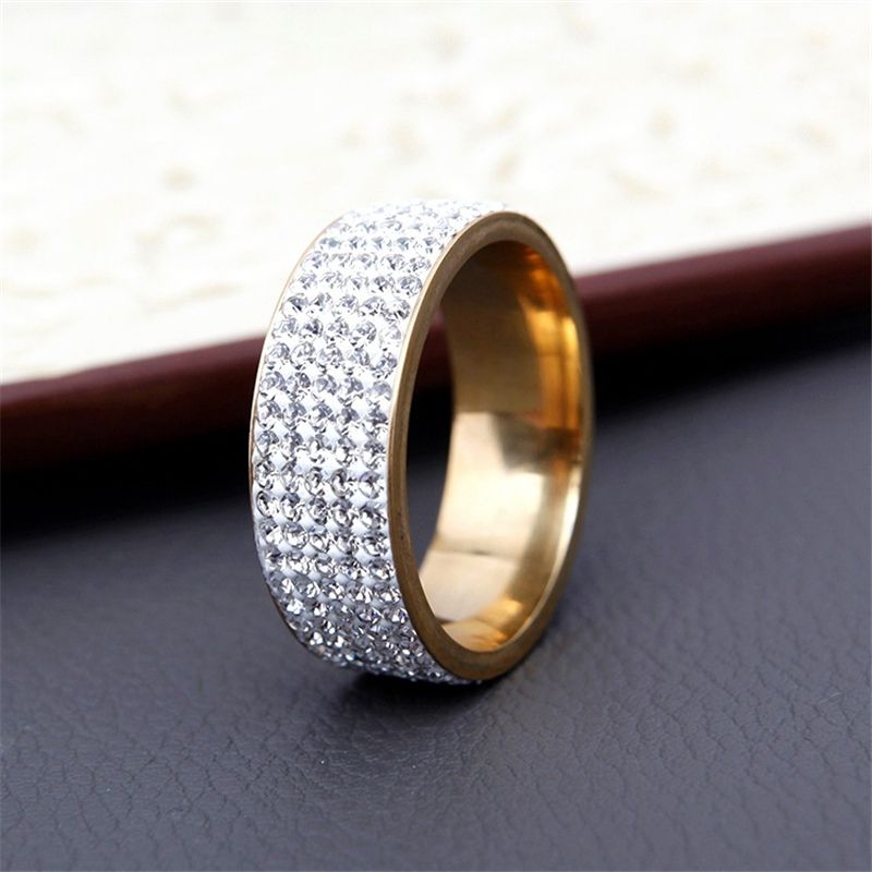 vintage retro style ring for women 5 row clear crystal jewelry fashion stainless steel engagement wedding rings