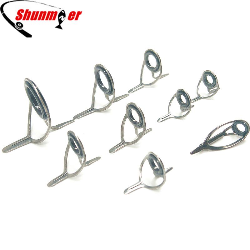 75 pcs 8 Taille Spinning Rod Guides céramique conseils en Carbone Acier Inoxydable