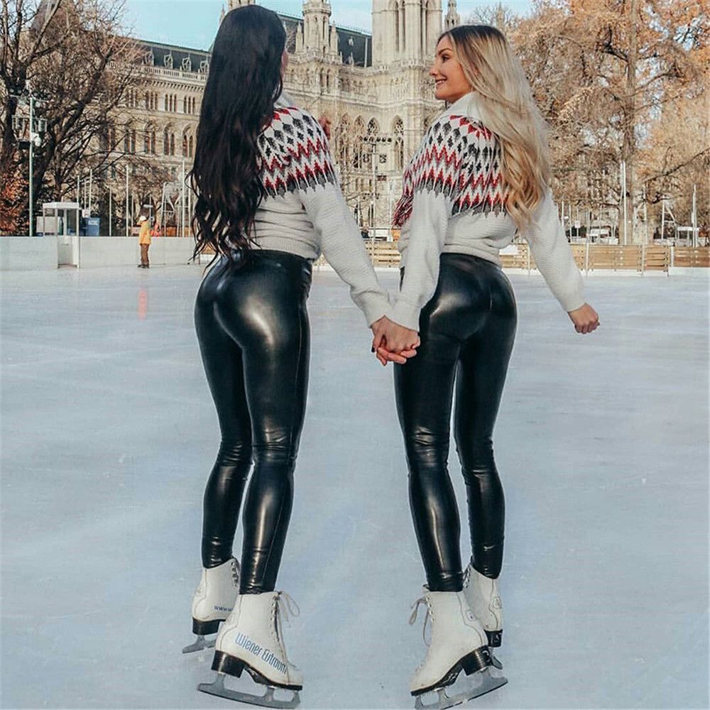 Enlarged Size PU Leather Pants Women 
