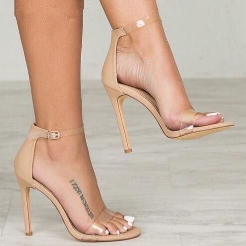 nude glass heels