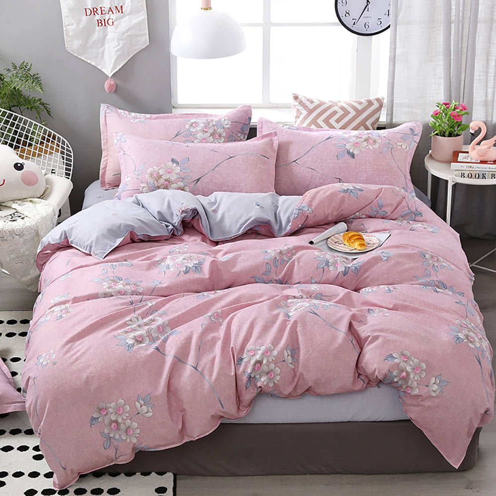 Floral Bedding Set For Girls Country Style Fresh Pink Duvet Cover
