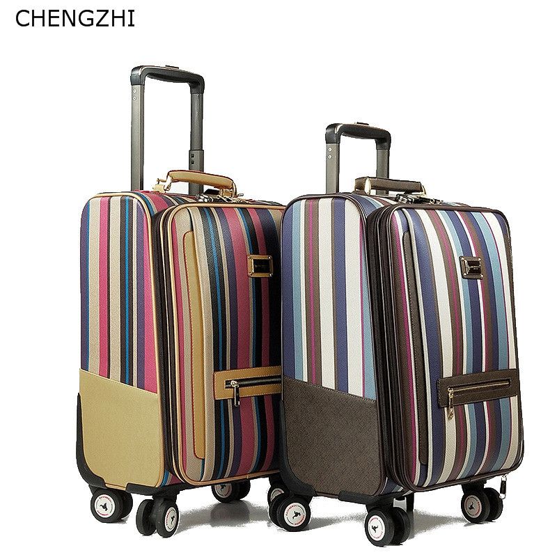 striped carry on luggage