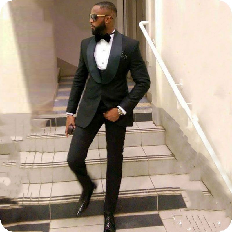 Big Shawl Lapel Black Groom Wedding 