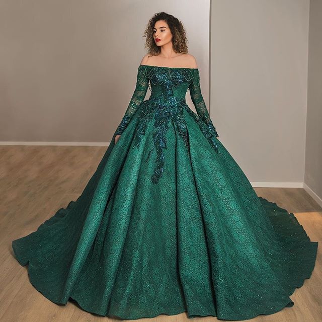 hunter green quinceanera dresses