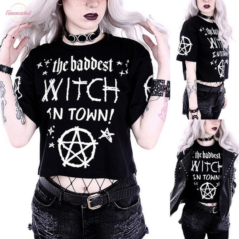 Compra Moda Gótica Camiseta Mujeres Estilo Punk Girl Casual Camisetas De  Manga Corta Camiseta Camiseta Mujer Poleras Top Mujeres Camiseta De  Harajuku Barato | Entrega Rápida Y Calidad | Es.Dhgate