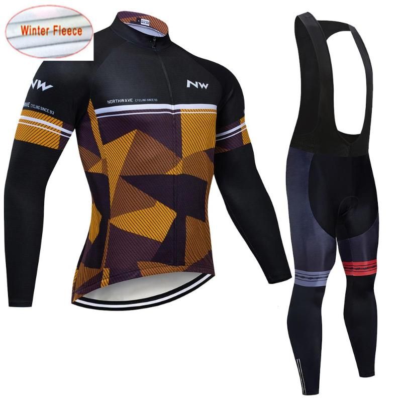 Fleece Cycling Jersey Set Men/'s Winter Thermal Long Sleeve Bike Bib Pants Kits