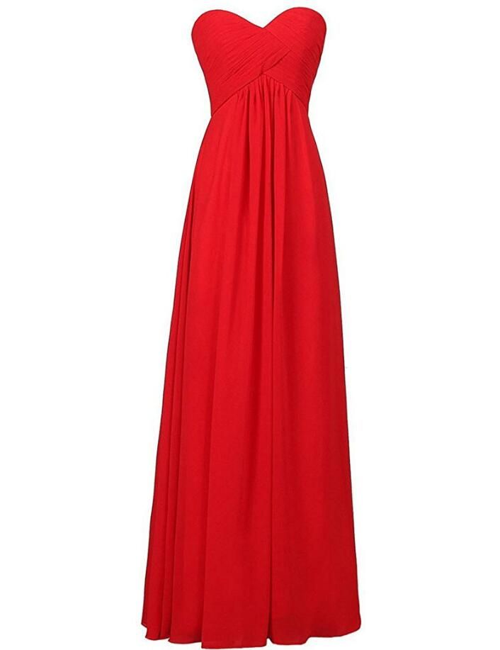 Custom Made Cheap Long Formal Dresses Sweetheart Flow Chiffon Summer Bridesmaid Formal Prom