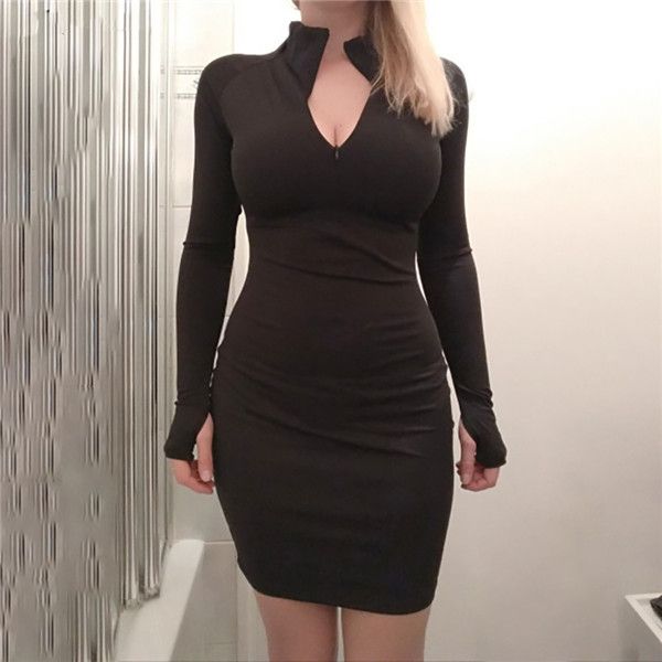 half zip bodycon dress
