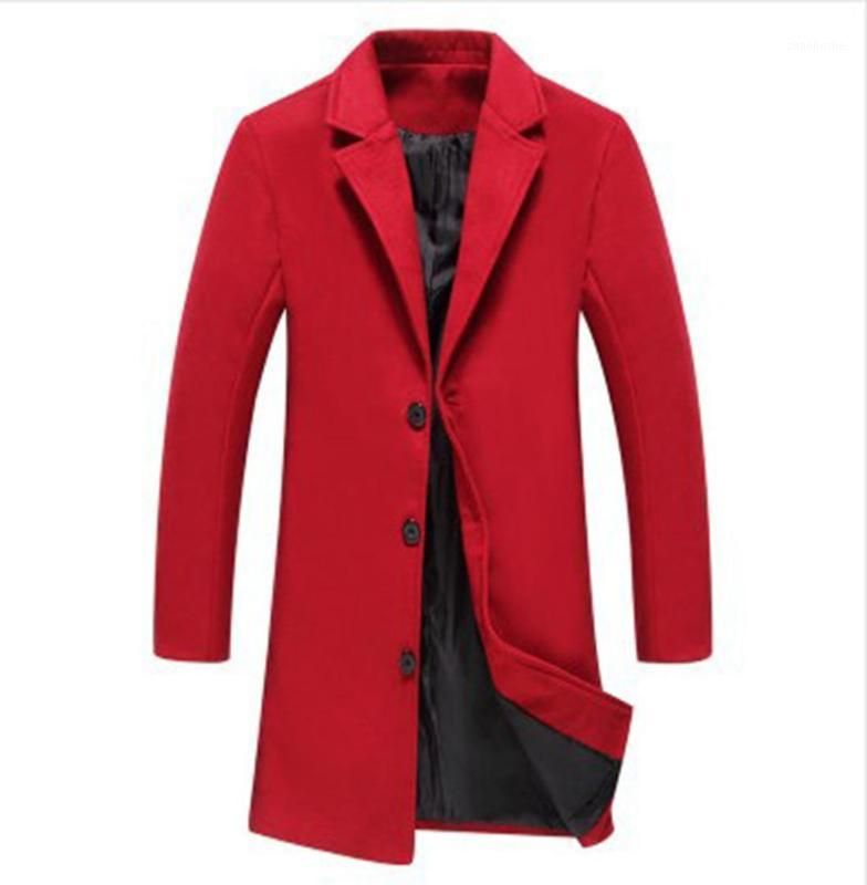 2020 New Men Red Wool Blends Suit Design Wool Coat Men Casual Trench ...