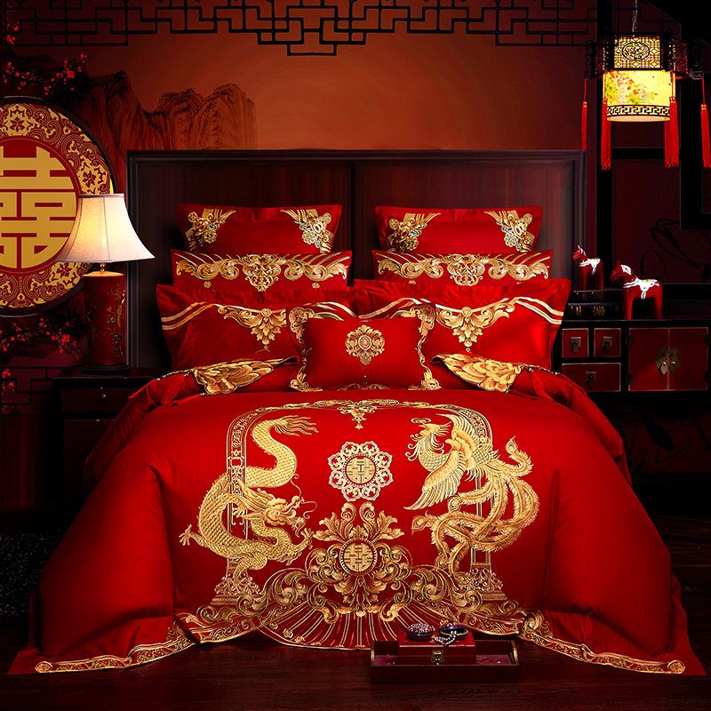 4 6 Chinese Style Wedding Bedding Set Cheap Bed Cover Sheet