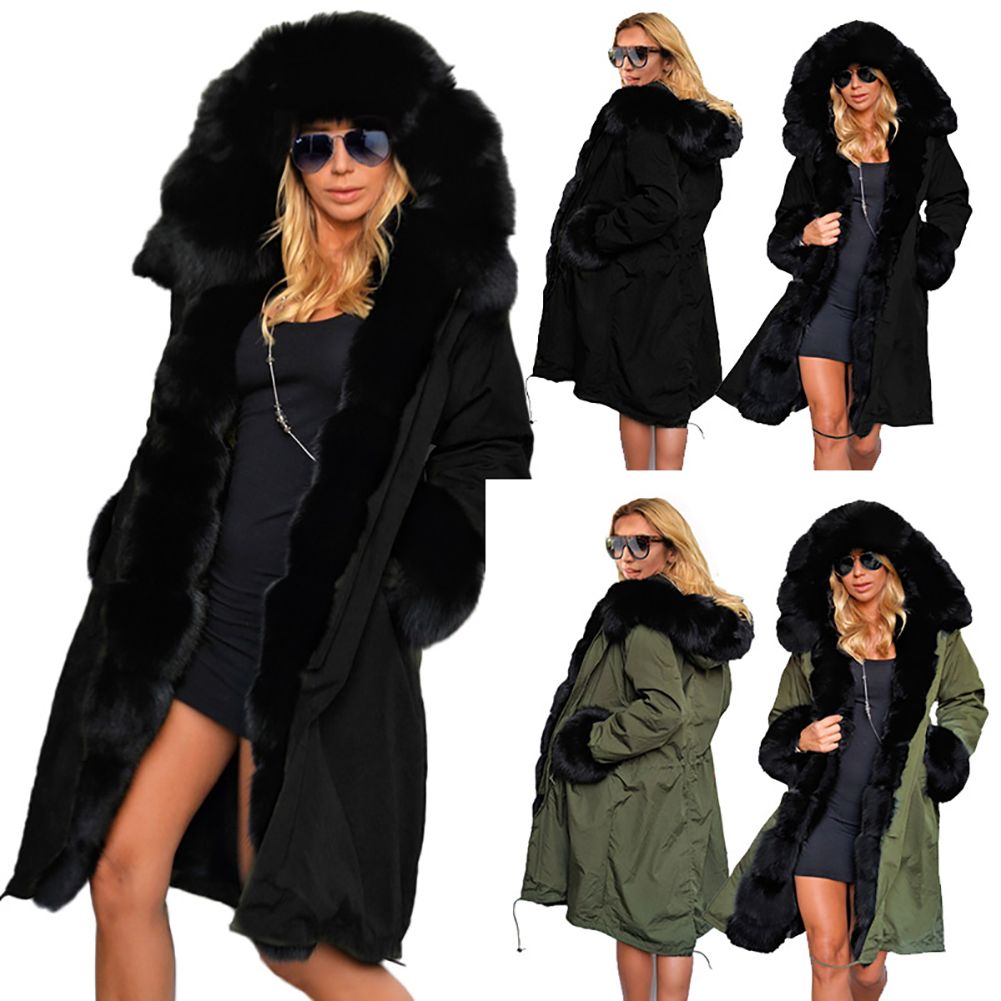 women's trench coat with fur hood