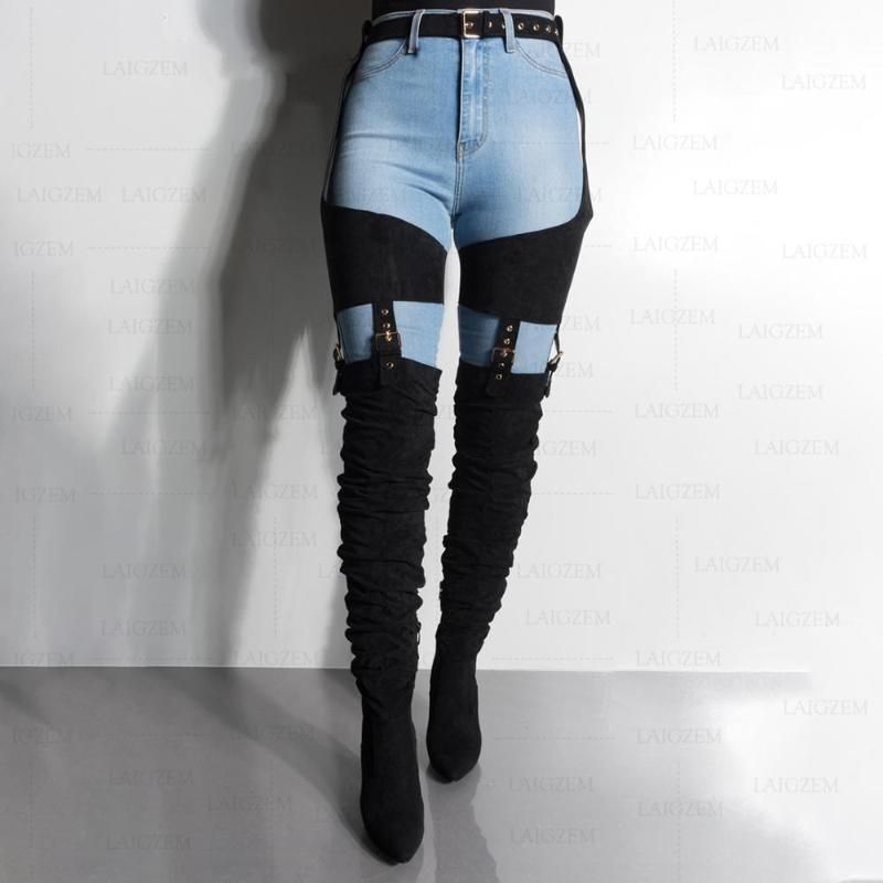 thigh high boots waist belt