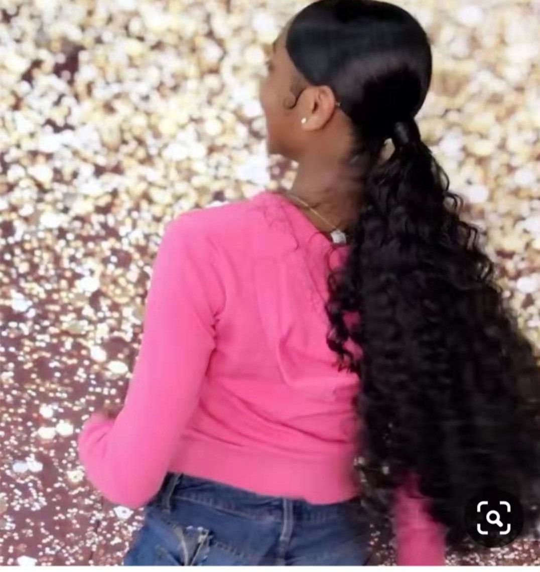 Long Black hair weave ponytail hairstyle Clip in/on Low sleek Easy drawstring human hair ponytail Long Black hair weave ponytail hairstyle Clip in/on Low sleek Easy drawstring human hair ponytail