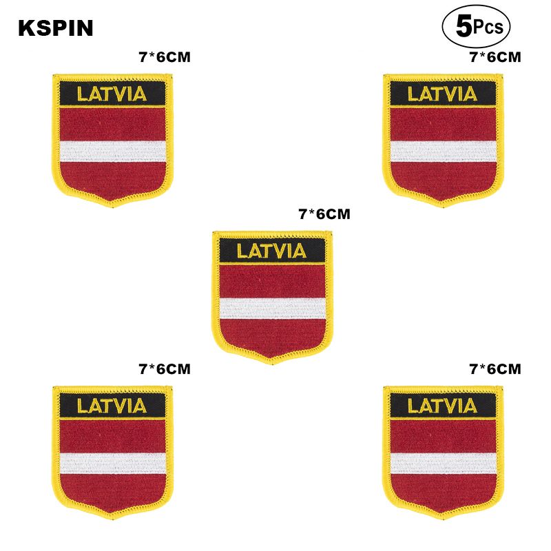 Latvia Flag Embroidery Patches Iron on Saw on Transfer patches Sewing Applications for Clothes in Home&Garden