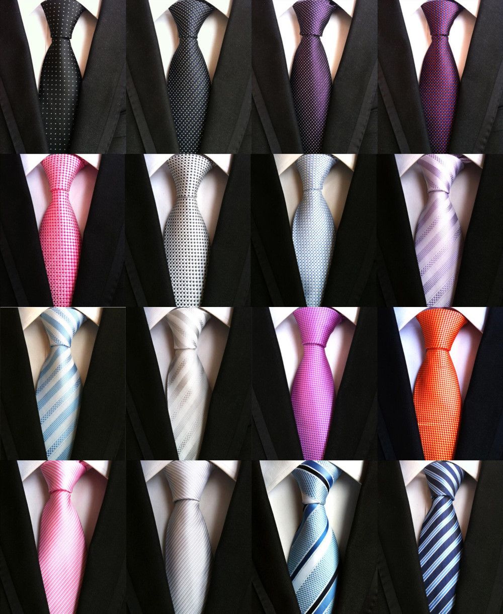 Navy Blue Pink Tie Striped Pattern Handmade 100% Silk Wedding Necktie 8cm Width