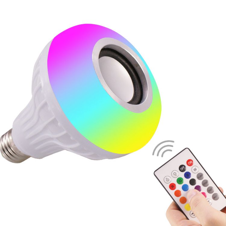 compre bombilla de luz led con altavoz bluetooth bombilla de musica led de cambio de color e27 rgb control de musica multiple y sincronicamente a
