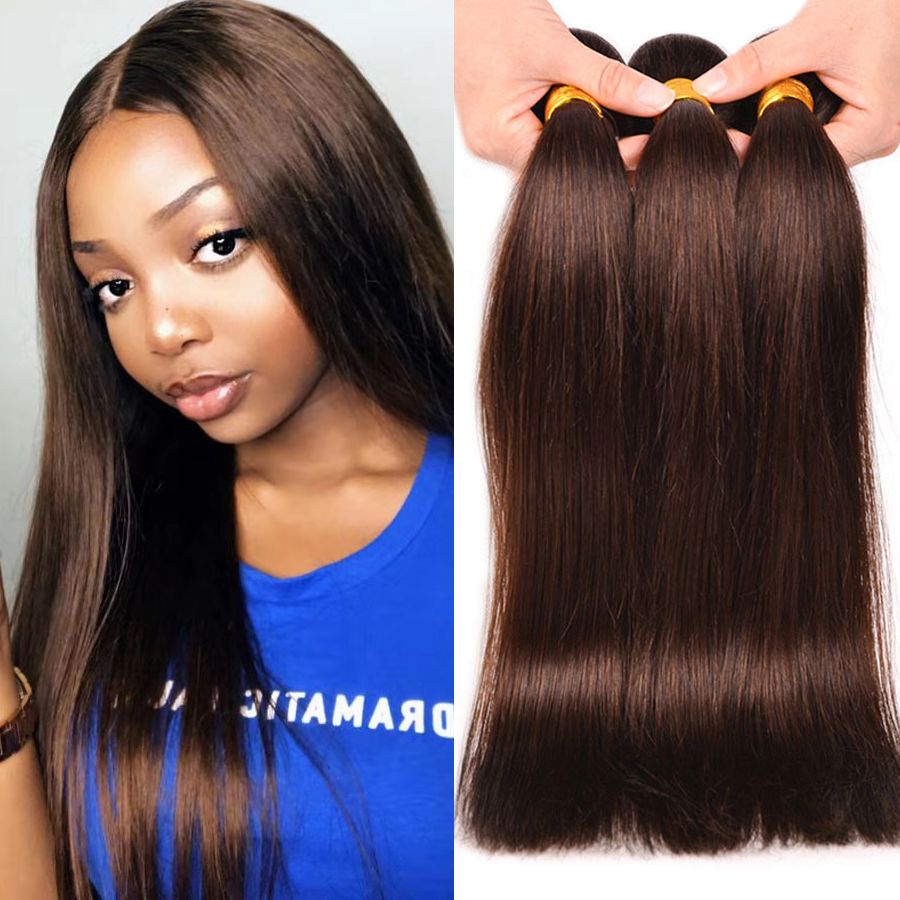 Remy Dark Brown Human Hair Bundles Peruvian Virgin Human Hair