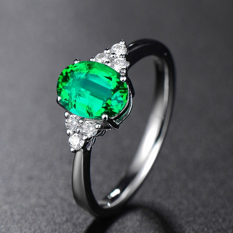 자연적인 에메랄드 반지; 조정 가능한; 녹색
