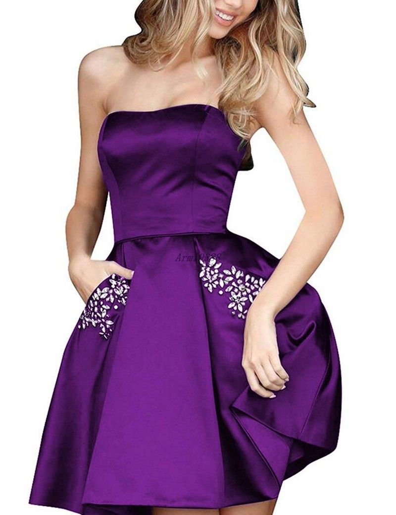 purple satin homecoming dress