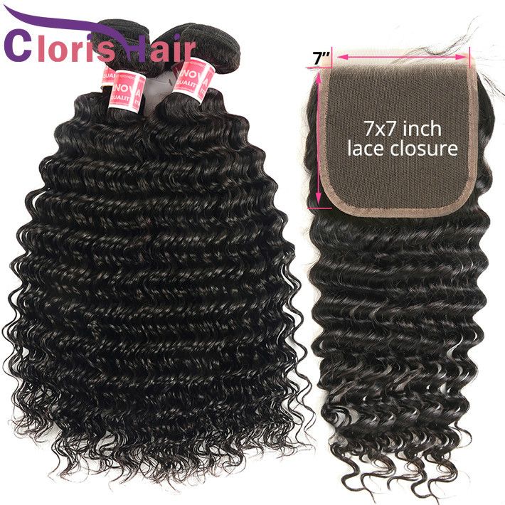 2020 Raw Virgin Indian Curly Hair Bundles With 7x7 Lace ...