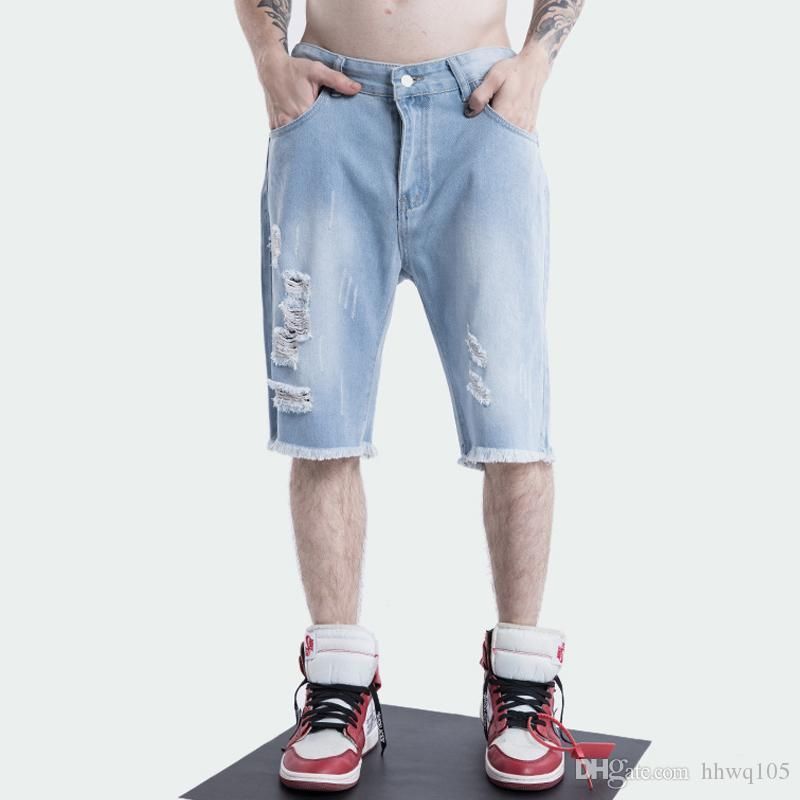 ripped denim shorts knee length