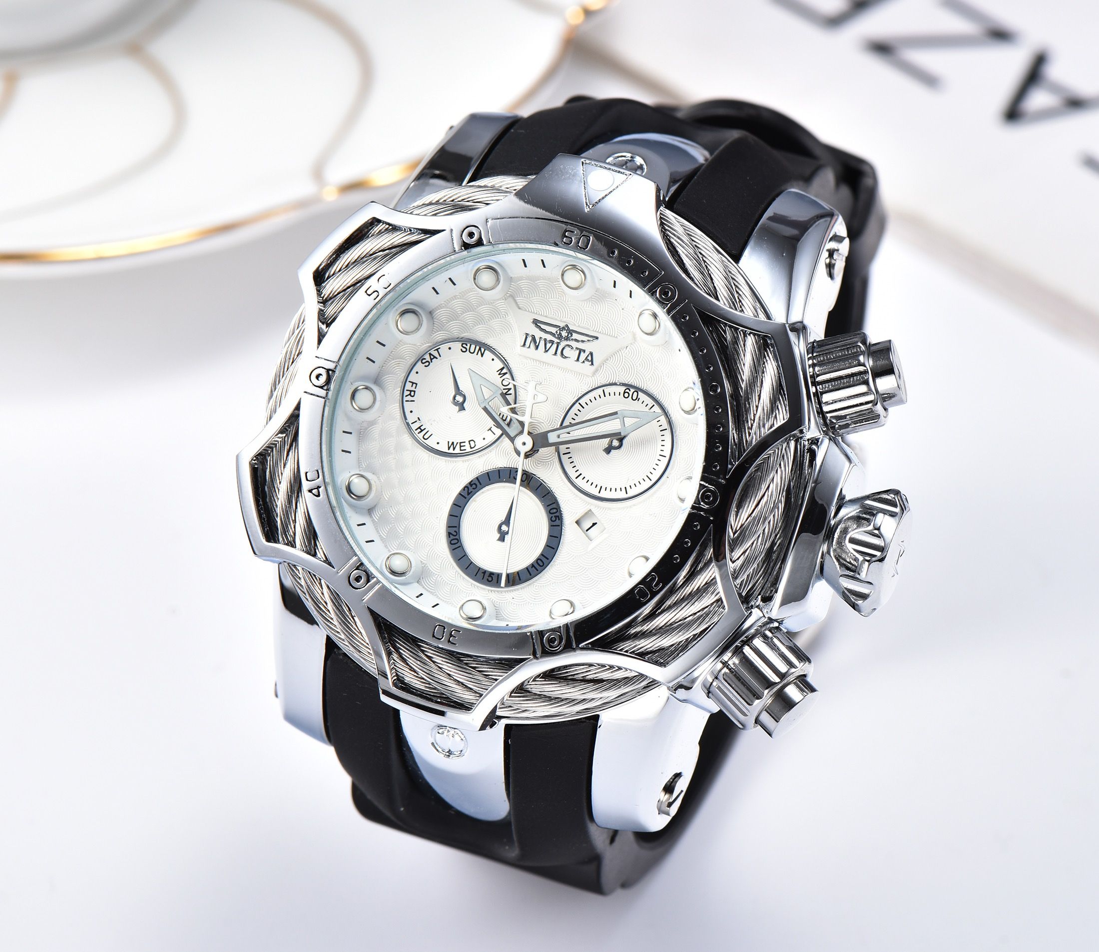 Acquistare 19 INVICTA Luxury Gold Watch Quadranti Di Lavoro Guarda Gli  Uomini Del Quarzo Di Sport Del Cronografo Automatico Di Banda Data  Lorologio Di Gomma Il Regalo Di Sesso Maschile # 60125