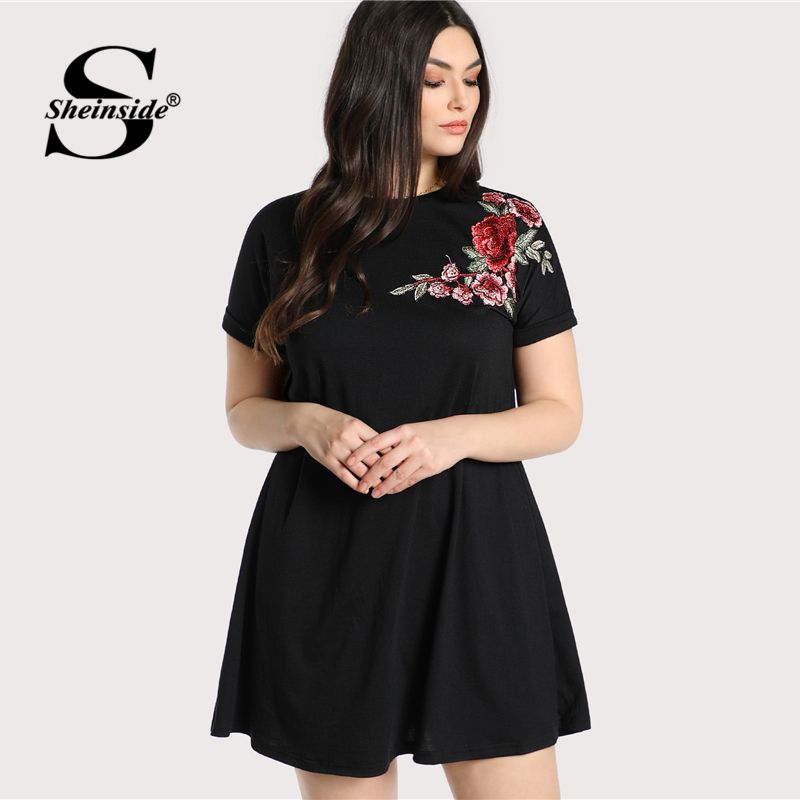 straight black dress plus size