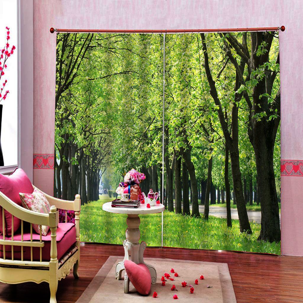 Sunset Forest Seaside 3D Window Curtain Living Room Curtains Drapes 50% Blackout 