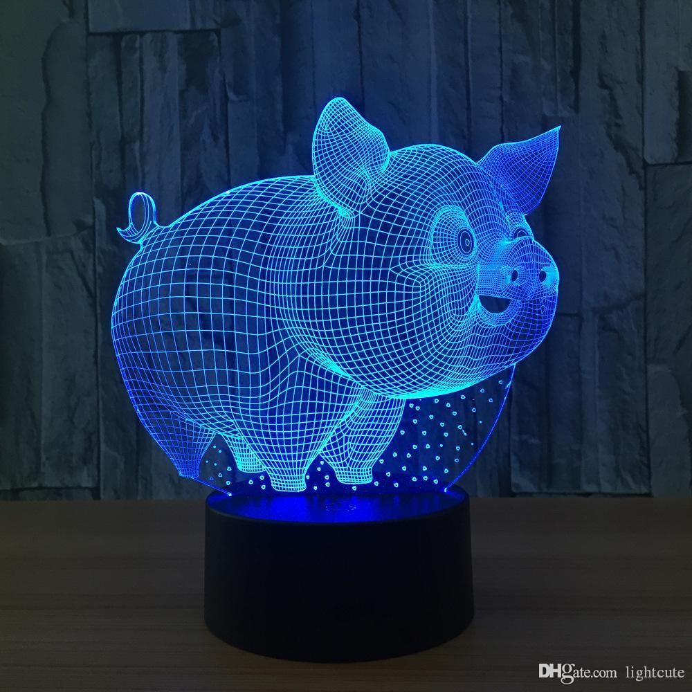 compre cerdo lindo usb led lampara de mesa lampara led 3d escultura sensor de luces de la noche de la manera led decoracion lampara como dormitorio