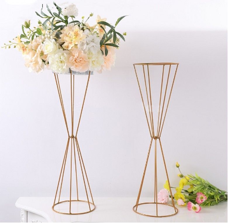 Vases Gold Flower Stand 70CM/ 50CM Metal Road Lead Wedding Centerpiece