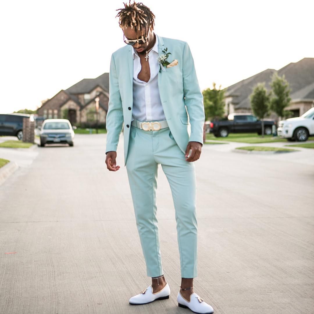 Acquistare 2019 Verde Menta Abiti Da Uomo Slim Fit Due Pezzi Beach  Groomsmen Smoking Da Sposa Uomo Con Visiera Risvolto Formale Vestito Da  Promenade Giacca + Pantaloni 2020 Economico | Consegna Veloce