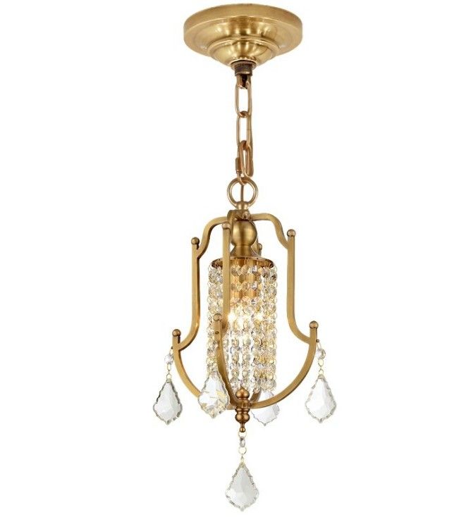 Bulk Mini Gold Brass Crystal Chandelier 1 Light Single Small Copper Lighting Fixture For Bedroom Kids Room Reading Llfa From Nimiled 207 62 Dhgate Com Mini Gold Brass Crystal Chandelier, Small Crystal And Brass Chandelier