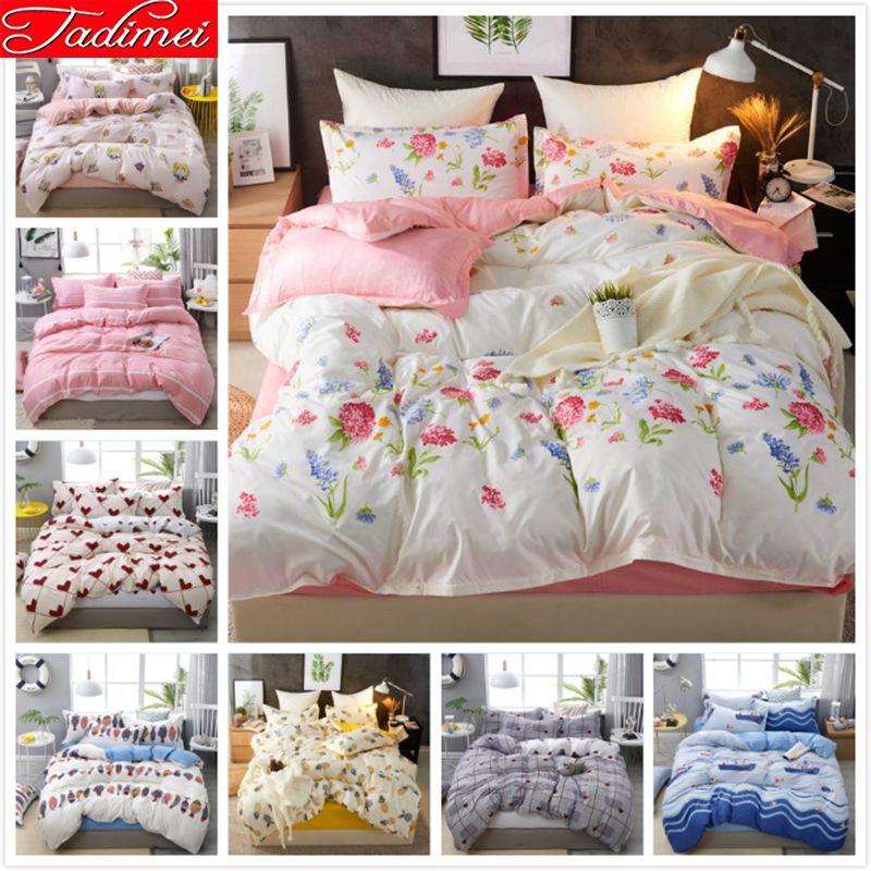 New Soft Cotton Duvet Cover Sheet Pillowcase Bedding Set Adult