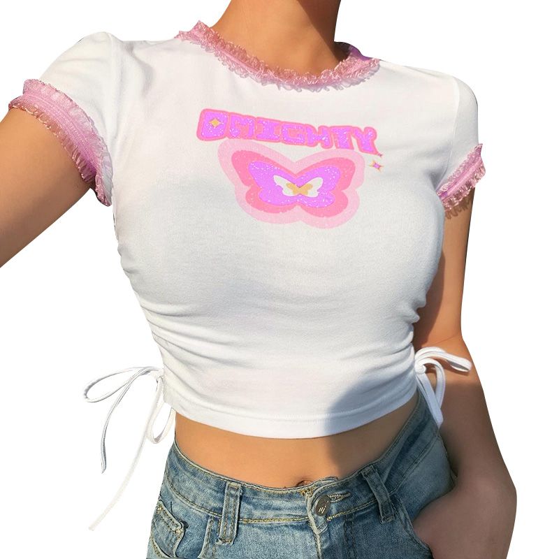 Compre 2020 Hot Summer Mujeres De La Venta De Bodycon Camisetas Estampadas  Estilo Lindo De La Muchacha Camisas Ombligo Recortada Streetwear Tapa De La  Manera Femenina Delgada Corta Camiseta A 20,46 €