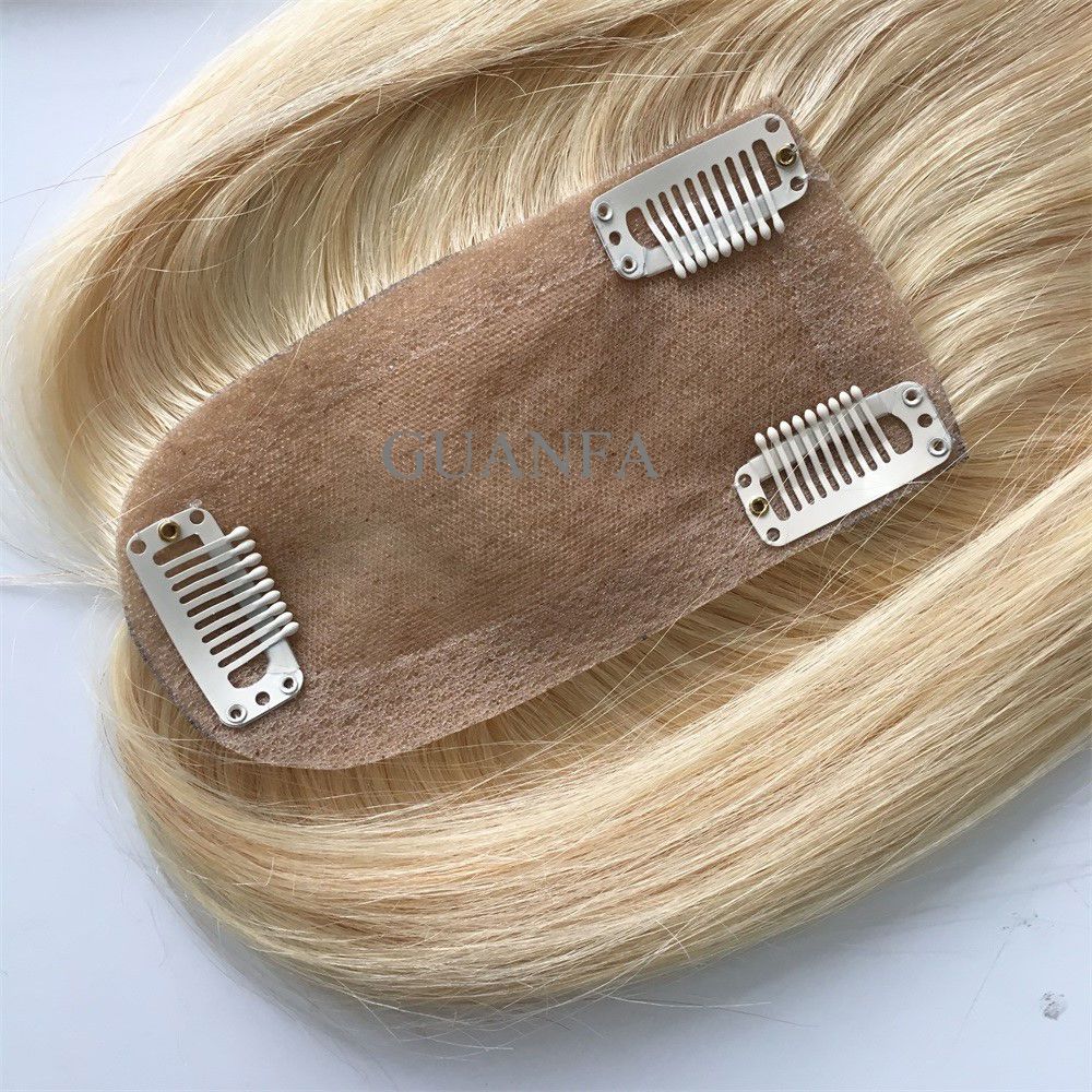 150 Density Silk Base Human Hair Toppers For Thinning Hair Clip