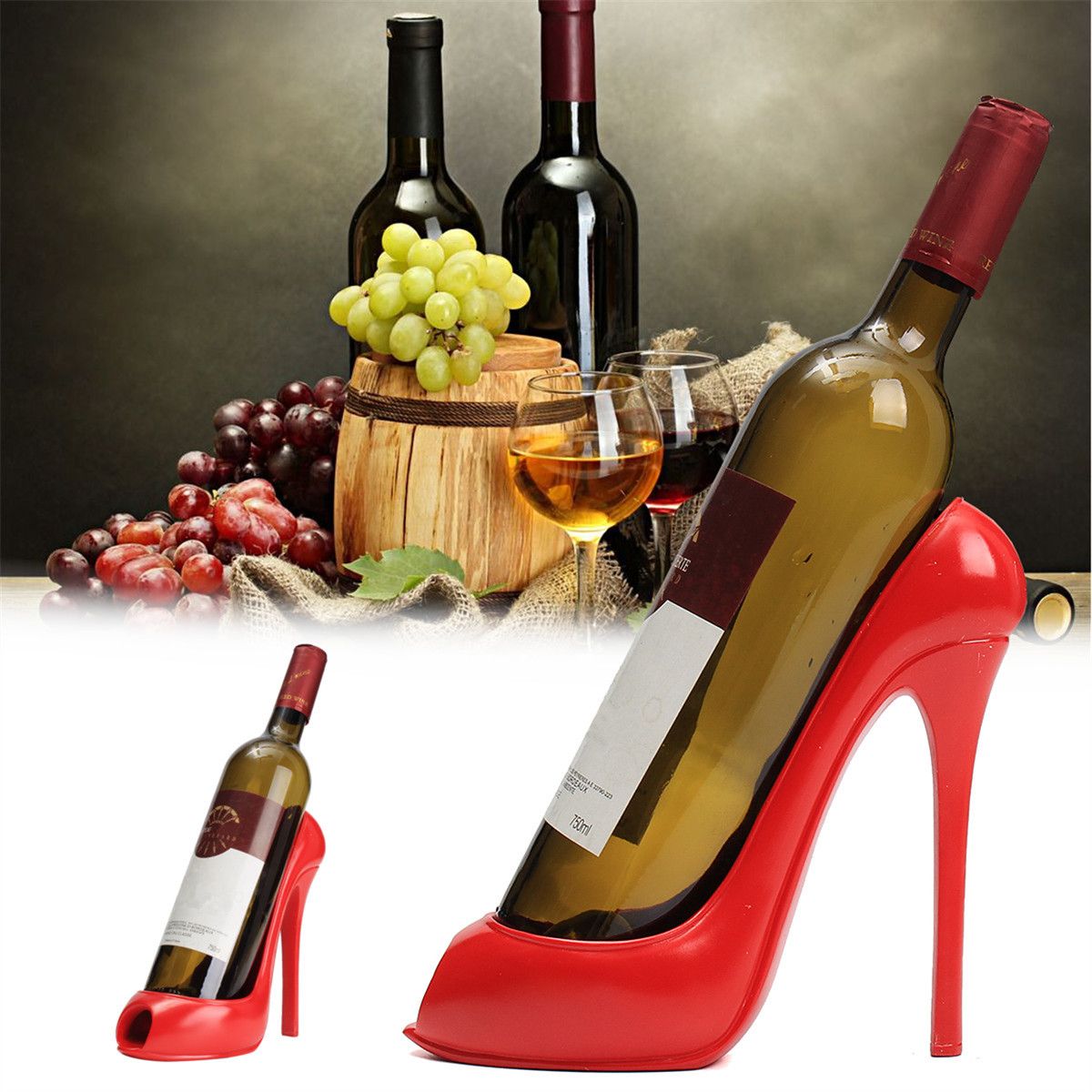 2020 High Heel Shoe Wine Bottle Holder Hanger Red Wine Rack Support