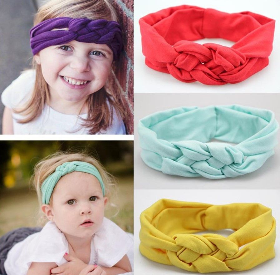 New Baby Elastic Cotton Headbands Infant Girls Braid Twist Turban
