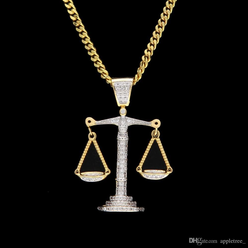 Wholesale Balance Libra Scale Necklace Iced Out Zircon Pendant