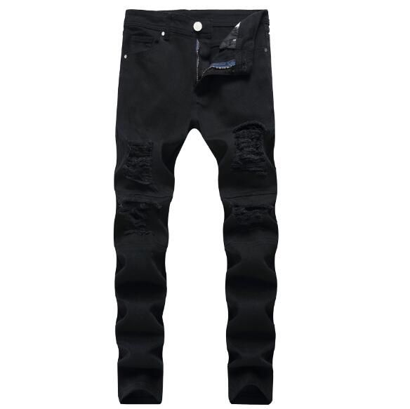 Mens Distressed Ripped Skinny Jeans Mens Jeans Slim Motorcycle Moto ...