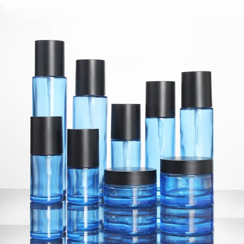 Download 2020 Black Lid Blue Glass Bottle Cosmetic Containers ...