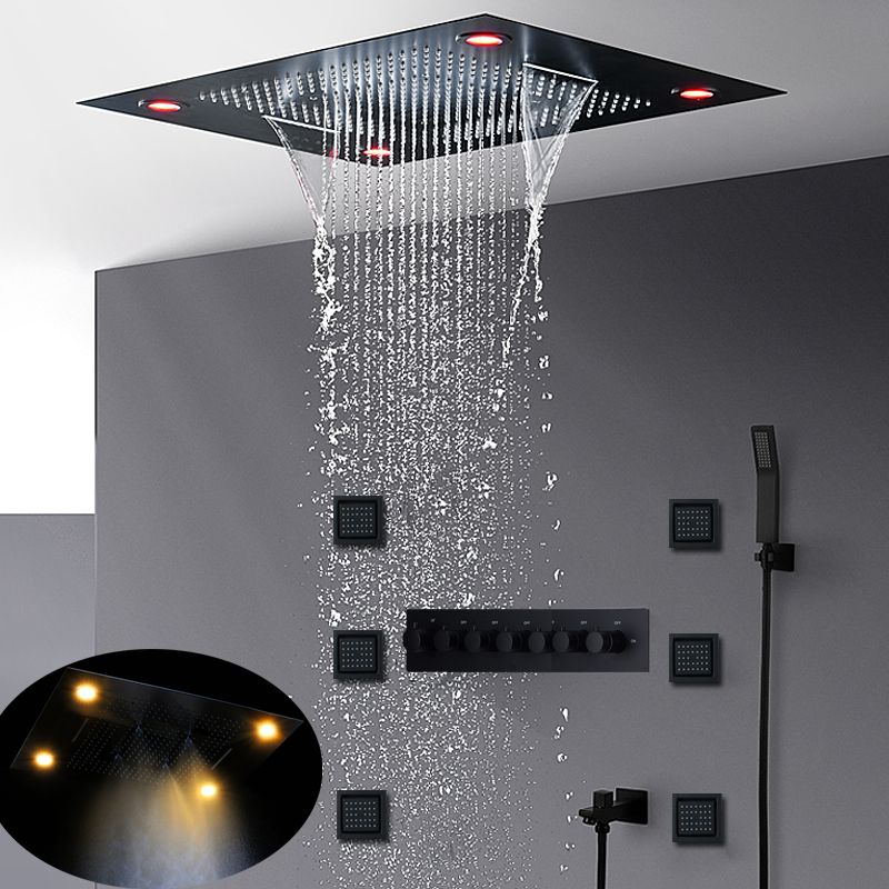 Discount Luxury Most Complete Matt Black Shower Set Concealed Ceiling