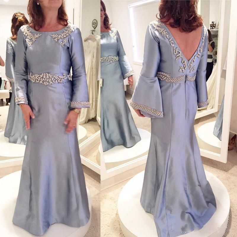 bell sleeve mother of the bride dress