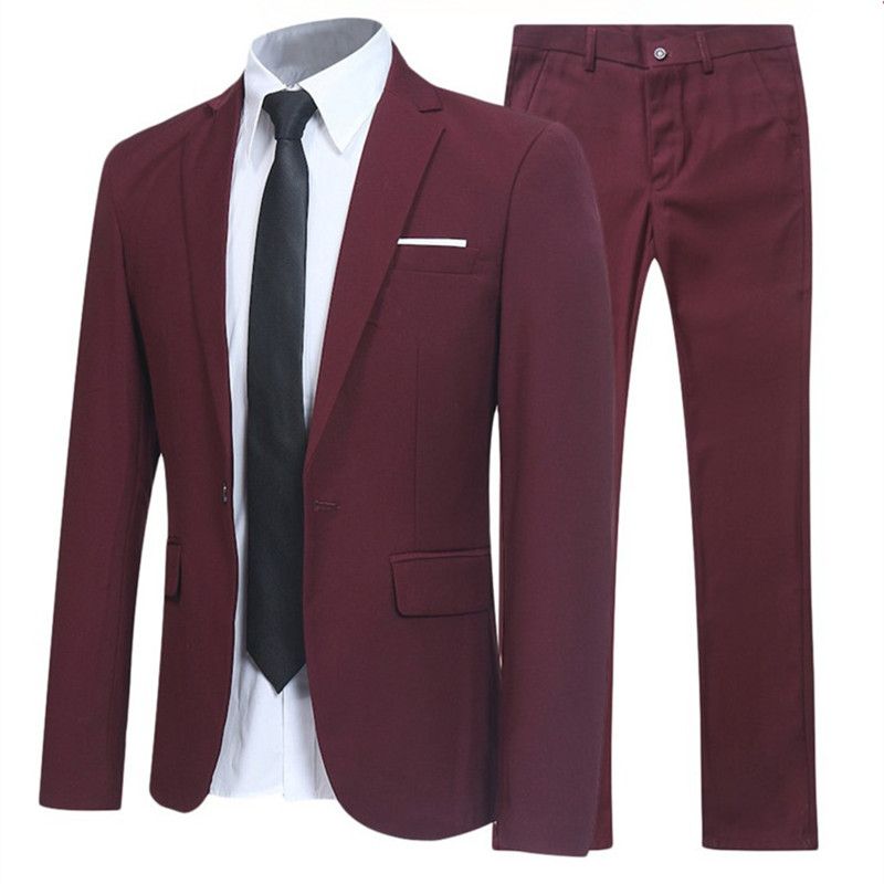 2020 Jacket + Pants Classic Mens Business Casual Formal Suit Set ...