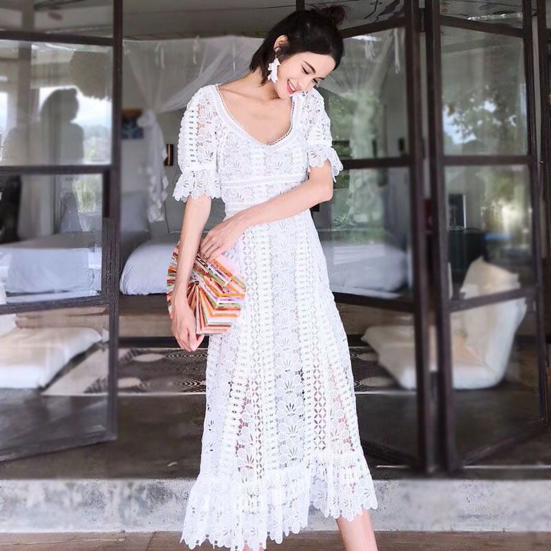 self portrait white crochet dress