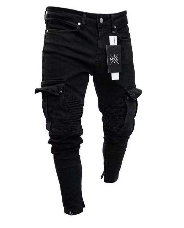 Compra Nueva Moda Para Hombre Diseñador Jeans Primavera Negro Rasgado  Agujeros Apenados Diseño Jean Lápiz Pantalones Bolsillos Hommes Pantalones  Barato | Entrega Rápida Y Calidad | Es.Dhgate