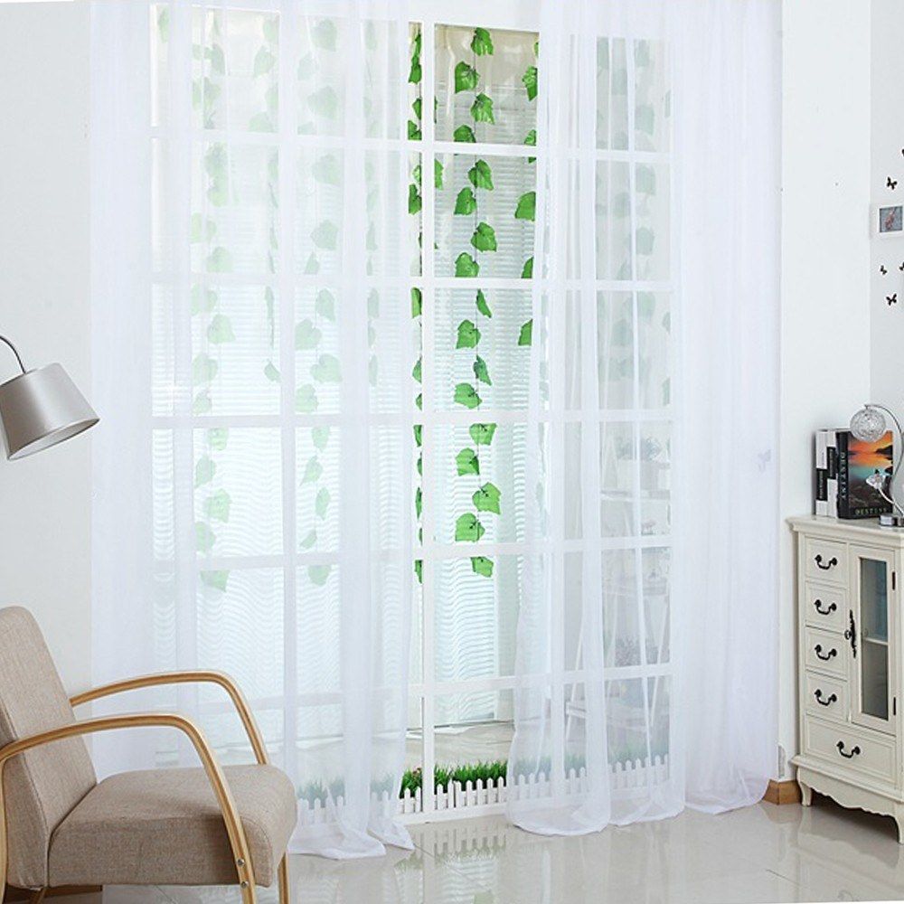 Colorful Buttefly Door Window Curtain Drape Sheer Valance 1x2M