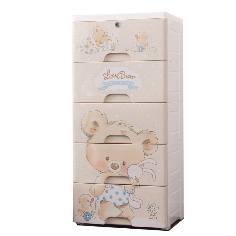 2019 Cartoon Children Wardrobe Plastic Storage Cabinet Organizer