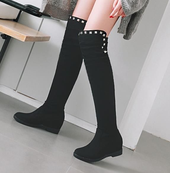 wedge over the knee high boots