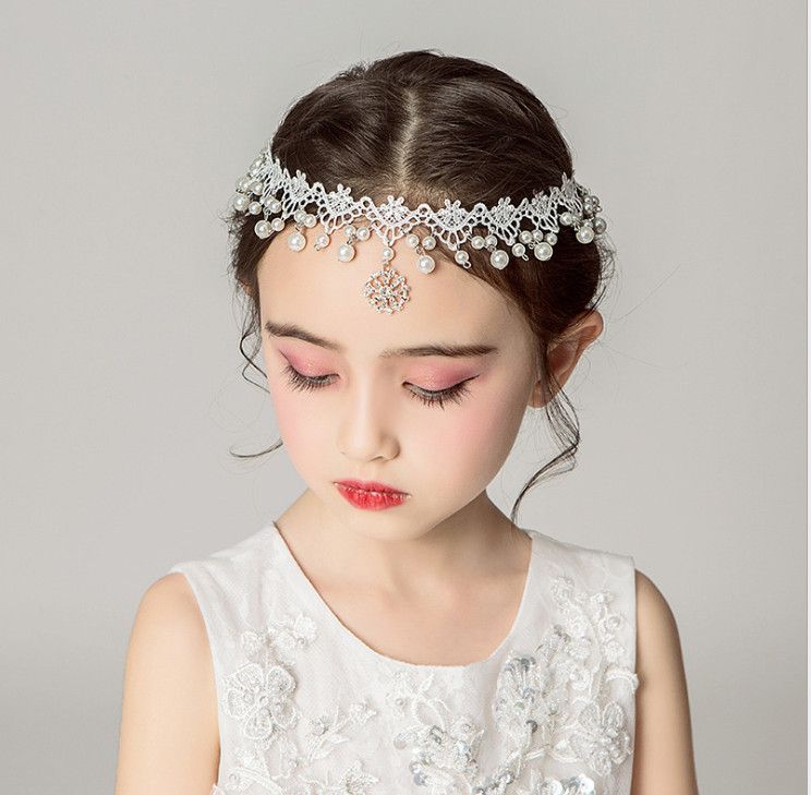 Children Pageant Flower Crown Girls Lace Hollow Crochet Princess